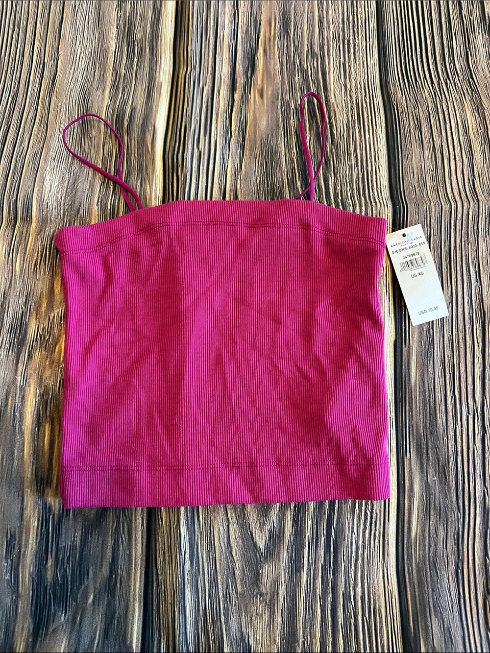 American Eagle Outfitters Magenta Ribbed Spaghetti Strap Cami
